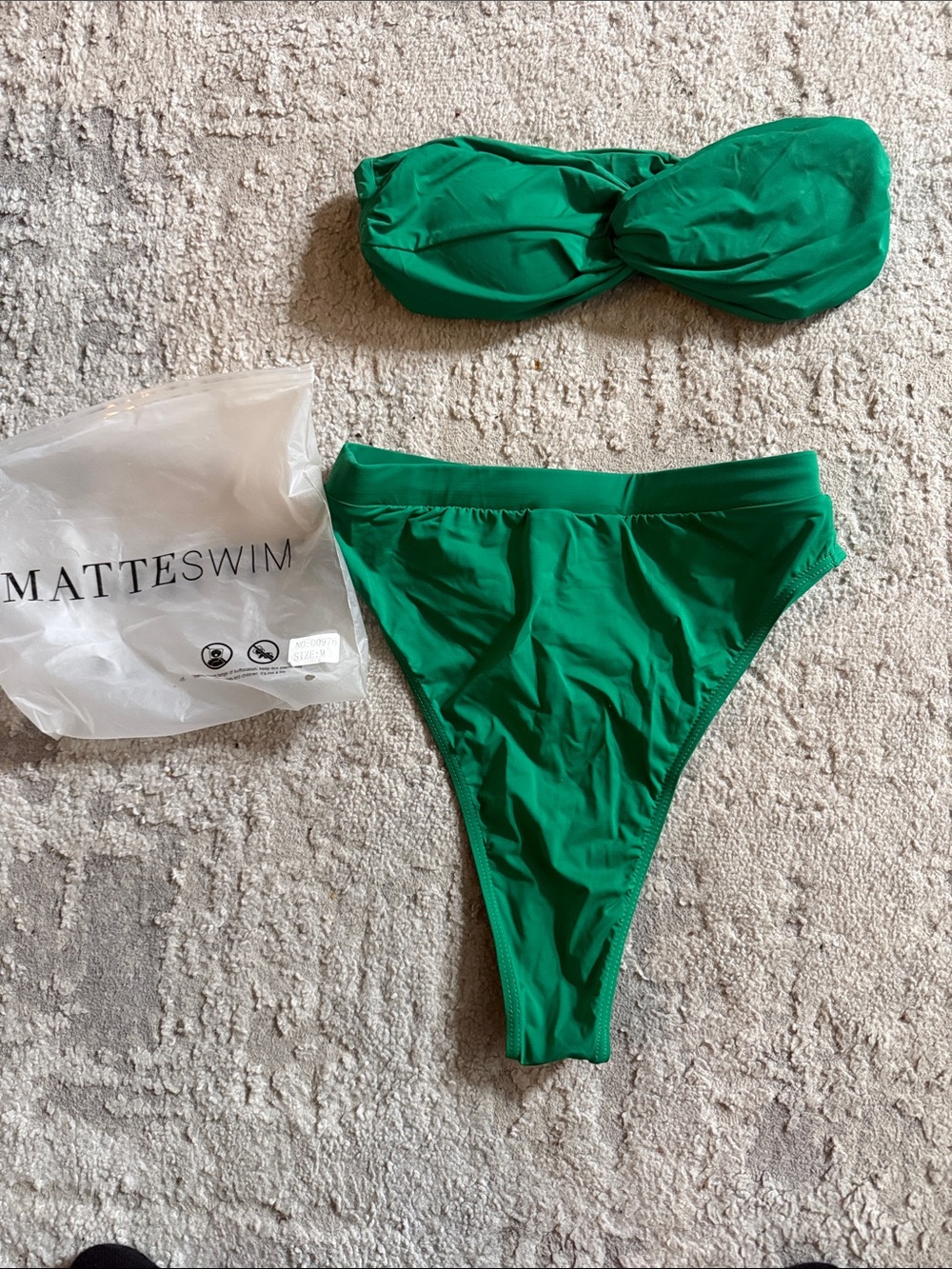 Matte Swim Emerald Twist Bandeau Bikini Set